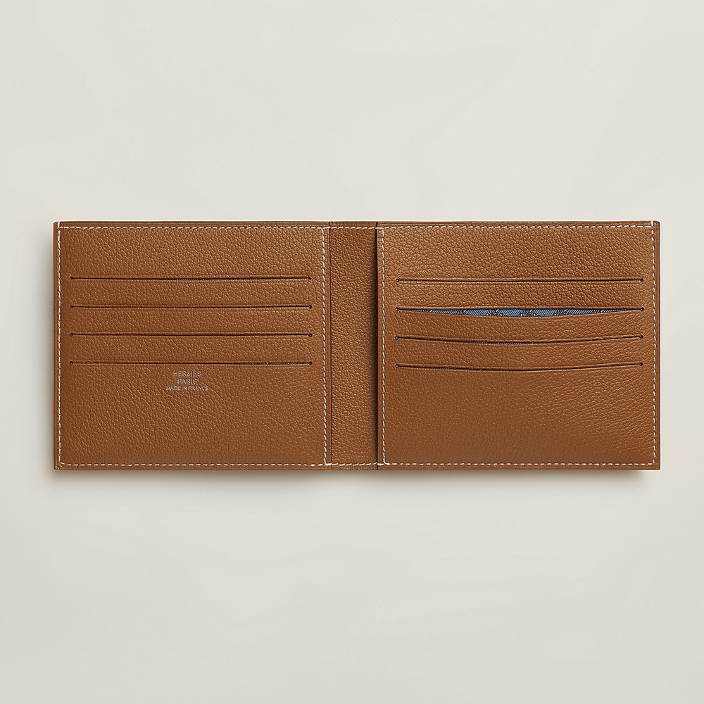 Hermes unisex silk leather compact bifold wallet NEW